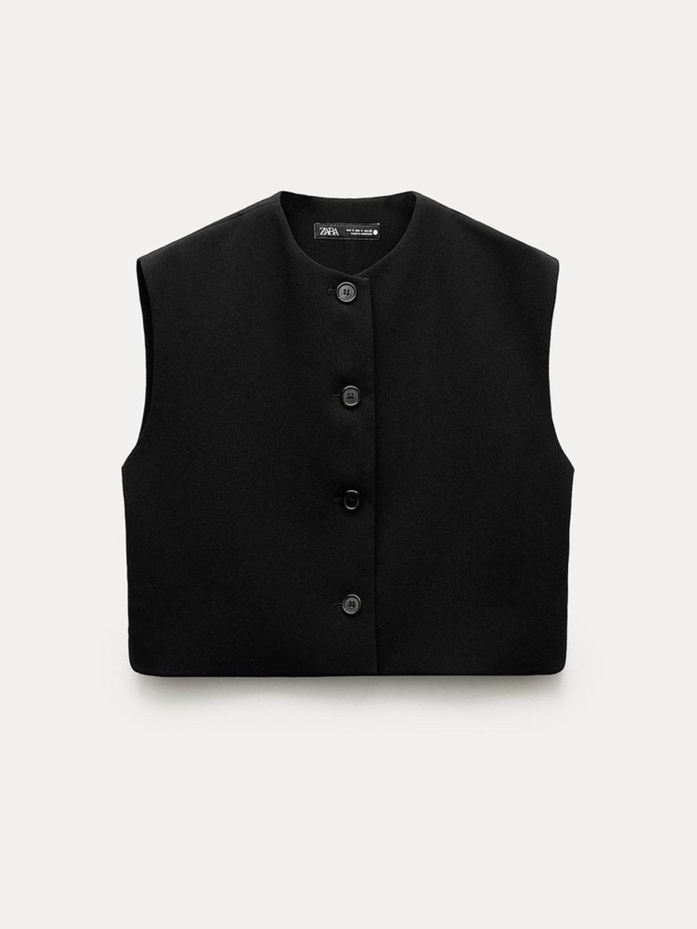 Zara Black Boxy Sleeveless Button Vest
